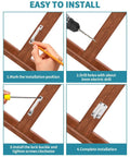 Installation steps for Two Piece Window Sash Locks Replacement Latches for sliding windows with screws included shown on wooden frame.