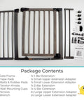 Extra Wide Auto Close Baby Gate With Hold Open For Busy Homes Kid Friendly Safety Gate For Families components in package.