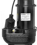 Beefy Three Quarter Horsepower Cast Iron Submersible Sewage Pump With Ten Foot Piggyback Float Switch Automatic Operation Two Inch Discharge