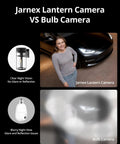 Comparison between Jarnex Lantern Camera and bulb camera with clear vision and glare issues.