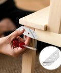 Person installing a 4 Pack Stainless Steel Angle Brackets Thickened Design Heavy Duty Triangle Corner Supports With Screws For Shelves And Cabinets