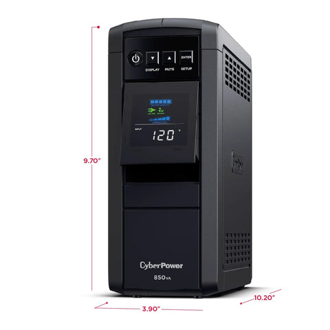 PFC Sinewave UPS Battery Backup And Surge Protector All In One 850VA/510W With 10 Outlets And AVR Mini-Tower Design UL Certified Protects Computers Workstations Network Devices And Telecom Gear