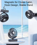 Magnetic Cruise Golf Cart Fan 10000mAh Portable Cooling Buddy with hook, stand, and wall mount options in beach setting
