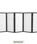 Back view of Compact 3 Ft Double Cross Shoji Room Divider In Black 5 Panels Lightweight Privacy Screen With Rice Paper Panels