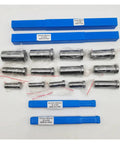 22 Piece Pro Grade Keyway Broach Set For HSS Broaching Tools, Metric Range 12 To 30, Includes Bushing Shim Kit, set displayed