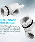 D29 UWF Universal Wall Fitting Quick Disconnect Replacement Part For Polaris Pool Cleaners, ABS plastic, white, side view