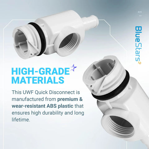 D29 UWF Universal Wall Fitting Quick Disconnect Replacement Part For Polaris Pool Cleaners, ABS plastic, white, side view