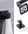 Matte Black 5 Piece Stainless Steel Bathroom Hardware Set With 23 Inch Towel Bar And Towel Rack Rustproof SUS 304 wall hook detail