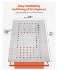 Beefy 40 By 24 Inch Welding Table With Smooth Roll Casters And Sturdy Tool Hooks 800 Lbs Heavy Duty Workbench top view showing 216 pre-drilled fixture holes.