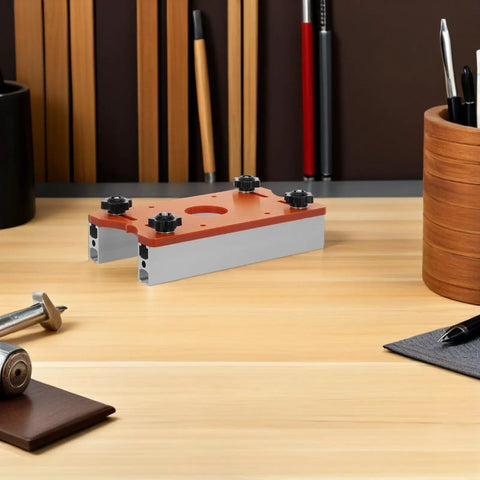 Tough Aluminum Router Table Insert Plate Dead Center Alignment Tight Grip Locks No Sweat Mounting For The Woodshop Crew Flawless Routing Performance Guaranteed on a workbench.