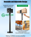 Adjustable Three Pack 3.6 Inch Pergola Roof Riser Brackets installed on wood, black finish, for 18 Inch high pergolas, outdoor use.