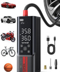 Portable Car Tire Inflator Air Compressor 150 PSI Cordless Quick Inflate With Gauge 4X Faster Inflation Rechargeable Pump LED