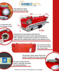 Diagram of 1957 Chevrolet Bel Air Floating Wall Shelf With LED Headlights, tempered glass, and installation details.