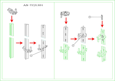 Diagram showing installation of heavy duty gate hinge pins for T post fence, highlighting top and bottom pins, washers, and lock.