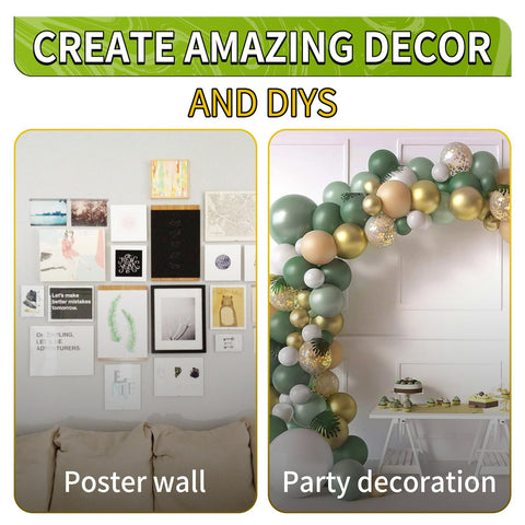 Poster wall and party decoration using 350 Pcs Double Sided Clear Adhesive Dots 0.8 Inch Removable Waterproof Mounting Putty