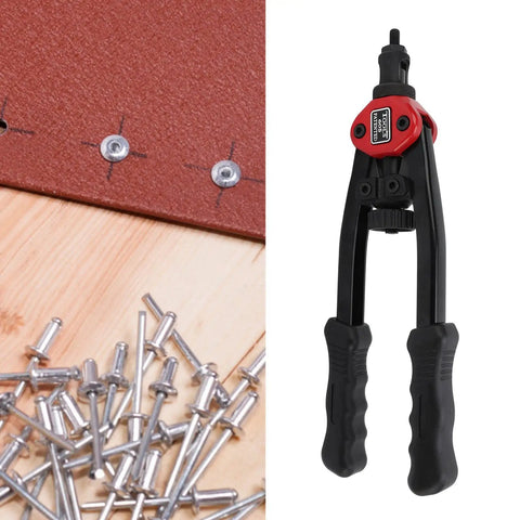13 Inch Double Arm Rivet Nut Tool Kit Workhorse With Multi Size Mandrels showing tool and rivets for threaded inserts