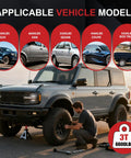 Heavy Duty 3 Ton Jack Stands With Adjustable Height From 11.22 To 16.54 Inches, 6,600 Lbs Per Stand in use on SUV