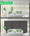 Before and after view with Six Foot Outdoor Metal Privacy Screen Freestanding Privacy Fence Room Divider For Patio Garden Balcony Durable Weather Resistant Steel