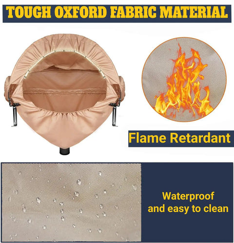 Tough oxford fabric material of Dust Collection Hood With Led Light For 10 Inch And 12 Inch Miter Saws Universal Fit Heavy Duty Miter Saw Dust Collector Hood With Storage Bag And Quick Setup For Garage Shop And Jobsite Khaki, flame retardant and waterproof.