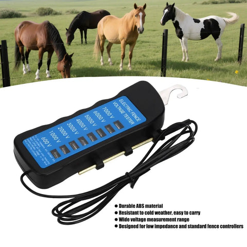 High Precision Electric Fence Voltage Tester With Six Neon Indicator Lights Ultra Portable Fence Meter For Livestock Pros And Orchard Fences Keeping Safety Checks Simple And Quick Detect Faults Fast, ABS handheld tester with horses