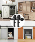 4Ft Sliding Barn Door Hardware Kit For Cabinets And Closets Single Door Track Set Fits 24 Inch Doors Half Inch Thick Black Steel
