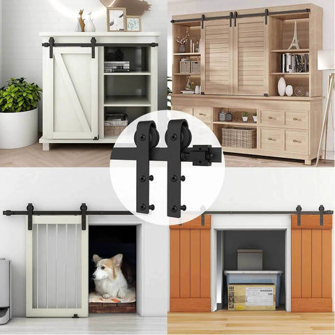 4Ft Sliding Barn Door Hardware Kit For Cabinets And Closets Single Door Track Set Fits 24 Inch Doors Half Inch Thick Black Steel