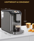 Fully Automatic Espresso Machine Delivering Knockout Crema With 20 Bar Pump Pressure built on a kitchen counter with drinks.
