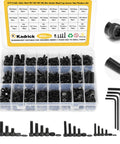 All In One Metric Screw Kit With 860 Piece Assortment For 3D Printing And Diy M3 To M6 Hex Socket Head Cap Bolts Nuts And Washers Grade 12.9 Alloy Steel Black Zinc Plated Rust Resistant Upgrade in plastic organizer with Allen wrenches.