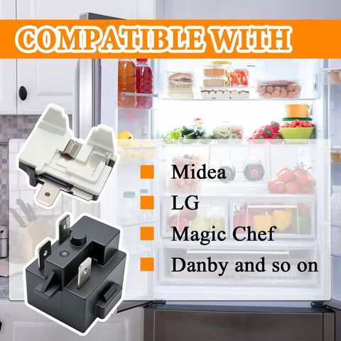 Refrigerator Freezer PTC Start Relay and Overload Protector Kit Replacement for QPE2 A4R7MD3 with fridge compatibility list