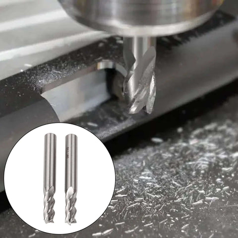 Close-up of two 7 mm diameter HSS 4-flute straight-shank end mills (2 pcs)