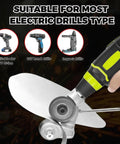 Titanium Nibbler Drill Attachment For Sheet Metal Cutting 2 Pack showing compatibility with various electric drills.