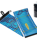 53 Inch Waterproof Folding Fishing Ruler With Bump Board Measuring Board Portable Tape For Boat Life Kayak Trips And Yacht Rigs Blue Great For Measuring Big Catches On The Go displayed unfolded with packaging
