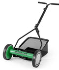 14 Inch Manual Push Reel Lawn Mower With 5 Steel Blades, 7 Gallon Removable Grass Bag, adjustable height, angle view