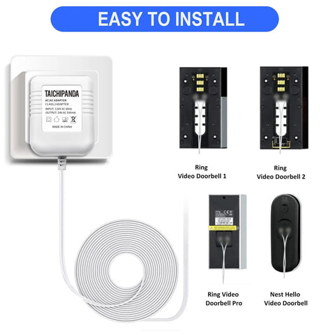 24V Transformer And C Wire Adapter For Nest Ecobee Honeywell Sensi Thermostats And Wyze Video Doorbells Ring Nest Hello installation guide