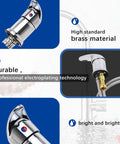 Close-up of Shampoo Bowl Faucet Vacuum Breaker Kit With Sprayer And Hose For Your Salon Sink, brass material details.