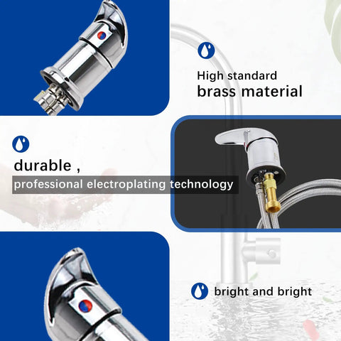 Close-up of Shampoo Bowl Faucet Vacuum Breaker Kit With Sprayer And Hose For Your Salon Sink, brass material details.