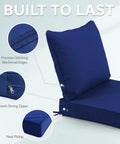 Close-up of 24x24 Inch Outdoor Chair Cushions Set Of 2 with Removable Washable Covers, Water Repellent and Fade Resistant, Navy