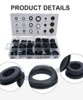 125 Piece Rubber Grommets Kit With Open And Closed Grommets And Storage Case For Cable And Wiring Projects, Automotive And Marine Electrical, DIY Home Improvement Gear For Quick, Clean Wire Runs. assorted rubber grommets in labeled storage case