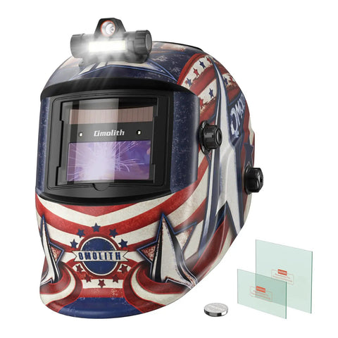 True Color Auto Darkening Welding Helmet With Solar Powered Wide Shade Four To Thirteen For TIG MIG MMA, front view