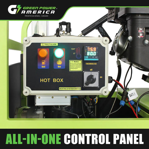 Control panel of Gas Powered Hot Water Pressure Washer 3500 PSI 4 GPM 212 F Electric Start Commercial Grade Portable Gas Engine