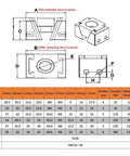 Dimensions and specifications chart for Built Tough Precision Vise Fixture With Dual Sided Clamping Design For CNC Mills And Bench Drills.