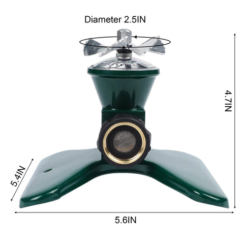 Front view of Heavy Duty Metal Square Lawn Sprinkler 360 Degree Rotary Water Sprinkler For Yard And Garden Connectable Automatic Irrigation System