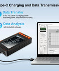Pro Grade Digital Trigger Pull Gauge And Force Meter With 500N Capacity Big LCD Display Shows N Kg And Lb In Real Time Peak And Auto Peak Modes Data Software Calibration Certificate Great For Push Pull Tests And Quality Control connected to laptop