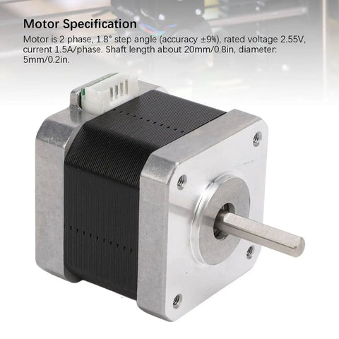 Beefy 42x40mm Stepper Motor Kit for 3D Printers and CNC Machines, Two-Phase 1.8 Degree Step Angle, High-Torque Replacement Motor with Solid Metal Construction for Mega X and Y Axis and Vyper Y Axis. 42x40mm stepper motor with 5mm shaft and metal housing