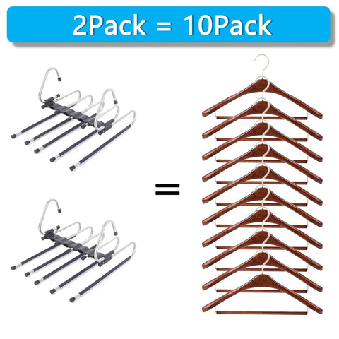 Real Deal Five Tier Pants Hangers For Closet Upgrades Hella Space Saving Rack With Grippy Antislip Metal Clips For Slacks Denim And Scarves Smooth Daily Hang