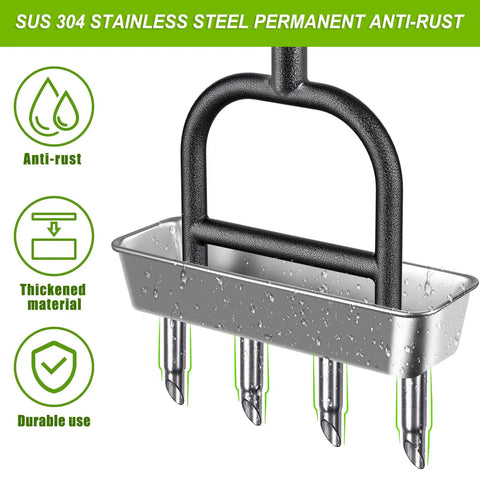 Manual Lawn Aerator With Four Stainless Steel Core Plugs And Soil Core Storage Tray Preassembled Grass Aeration Tool