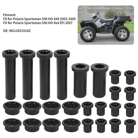 Rear Suspension Bushings Kit For Polaris Sportsman 500 HO 4X4 2003 To 2005 Replacement MG1282101AZ High Quality ABS Wear Resistant Bolt In Improves Ride Handling OEM Style Control Arm Bushings For ATV Quad, 26-piece black ABS bushings