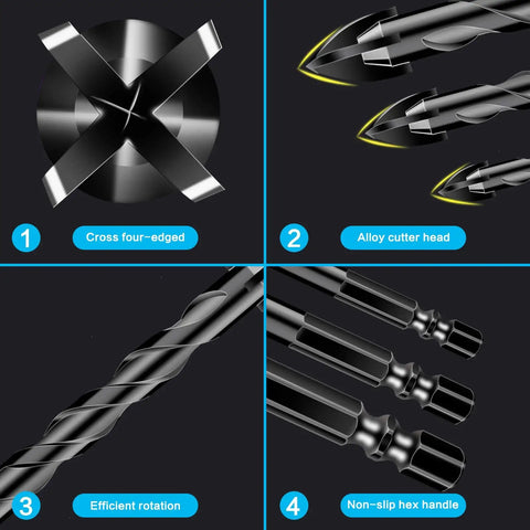 10 Pack Three Sixteenth Inch Masonry Drill Bits With Cross Tungsten Carbide Tip And Hex Shank Dope Set product features