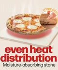 Rectangular Pizza Stone For Oven And Grill With Free Wooden Peel, Extra Large 15 By 12 Inch Cordierite Stone For Crispy Pizza, Calzones, Bread, Pastry, Indoor Or Outdoor Cooking, Durable, displaying pizza with crispy crust on stone showing even heat distribution.