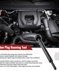 Gearhead Grade Glow Plug Bore Reamer For Duramax 6.6L 3.0L 2.8L Diesel Engines, tool with spiral cleaning head shown in engine bay